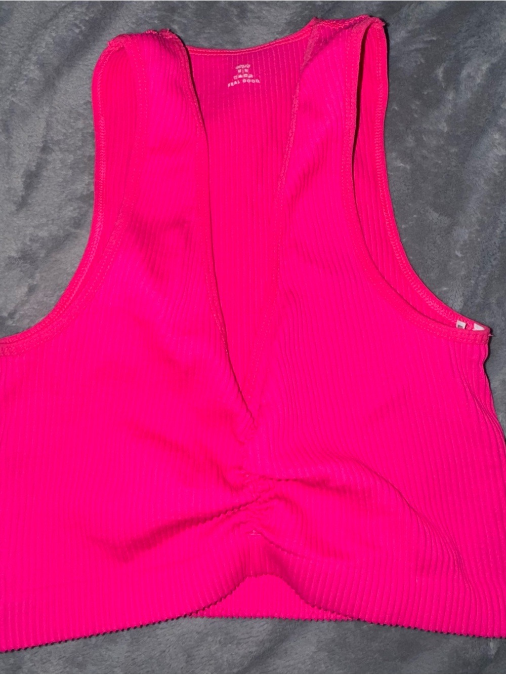 aerie Hot Pink Ribbed V-Neck Sports Bra